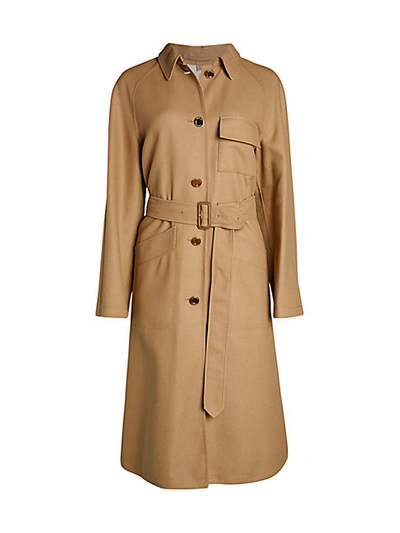 Shop Burberry Woven Trench Coat In Honey White