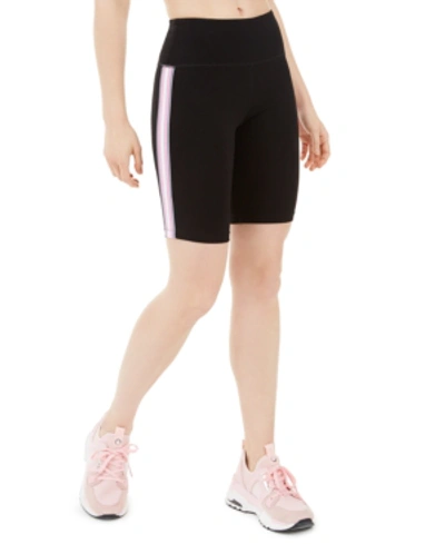 Shop Calvin Klein Performance Ribbed-stripe High-waist Bike Short In Sakura Combo