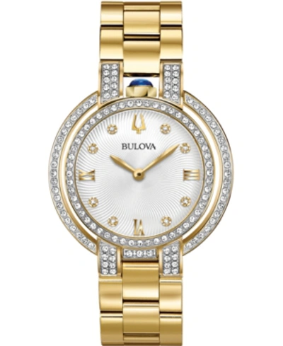 Shop Bulova Women's Rubiyat Diamond (1 Ct. T.w.) Gold-tone Stainless Steel Bracelet Watch 35mm In White