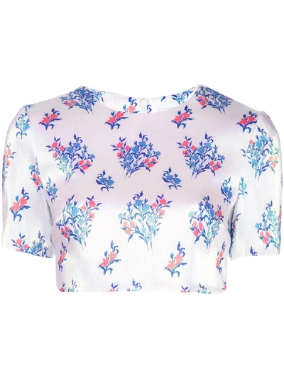 Shop Area Cropped Floral Print T-shirt In White