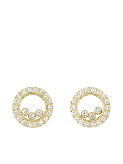 Pre-owned Chopard 18kt Yellow Gold Diamond Happy Earrings