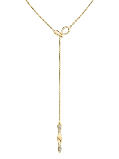 Shop Andy Lif 18kt Gold Diamond Lariat Necklace In Ylwgold