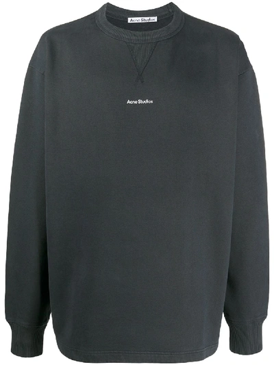 Shop Acne Studios Logo-print Crew Neck Sweatshirt In Black