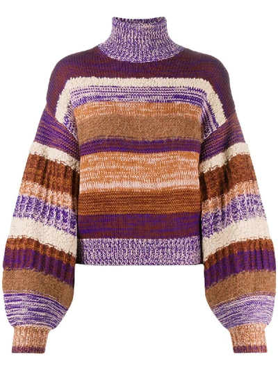 Shop Ulla Johnson Stripe Print Wool Jumper In Purple