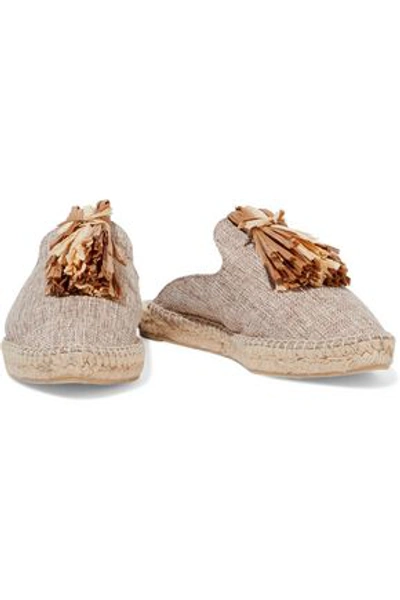 Shop Castaã±er Rumi Faux Raffia-trimmed Woven Espadrille Slippers In Neutral