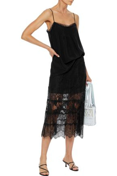 Shop Zimmermann Lace-trimmed Pintucked Silk Camisole In Black