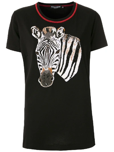 Shop Dolce & Gabbana Zebra Print T-shirt In Black