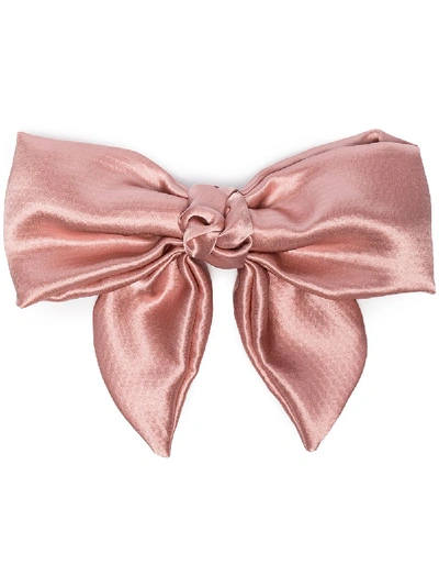 Shop Jennifer Behr Naples Bown Silk Faille Hair Clip In Pink