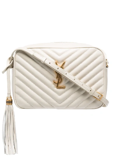 Shop Saint Laurent Lou Quilted Crossbody Bag In White