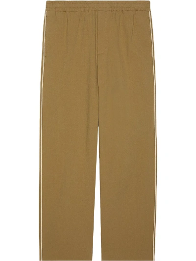 Shop Gucci Logo-print Straight-leg Trousers In Brown