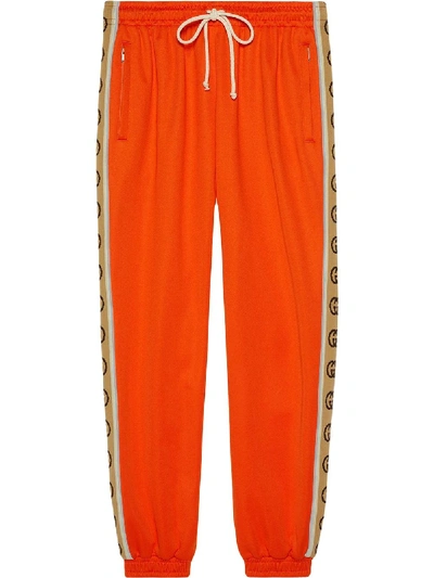 Shop Gucci Side-panel Track Pants In Orange