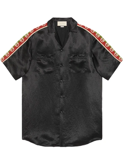 Shop Gucci Side-panel Bowling Shirt In Black