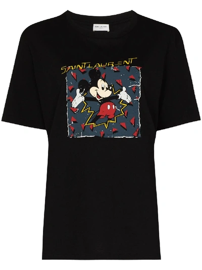 Shop Saint Laurent T-shirt Mit Micky-print In Black