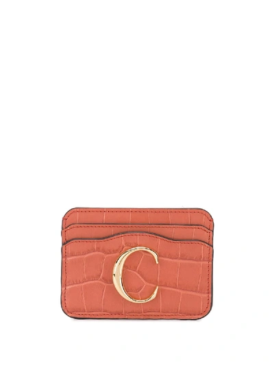 Shop Chloé C Logo Cardholder In Orange