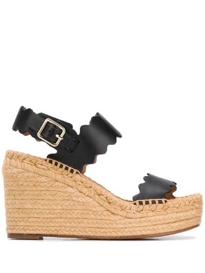 Shop Chloé Lauren Espadrille Wedge Sandals In Black