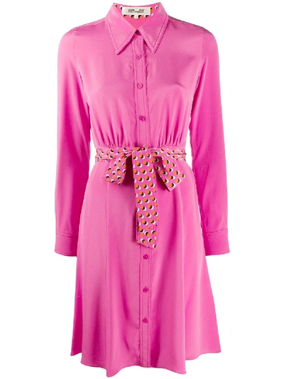 Shop Diane Von Furstenberg Dory Silk Shirt Dress In Pink
