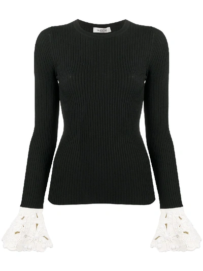 Shop Valentino Flared Cuff Jumper In Black