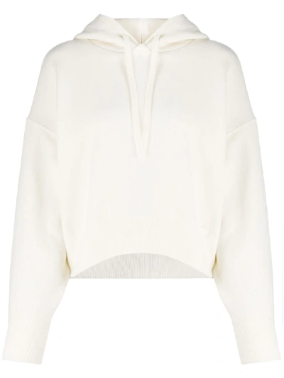 Shop Valentino Cropped Hoodie In White