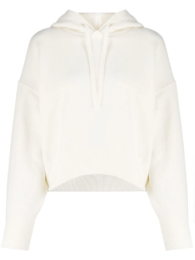 Valentino Off-white Cropped Hoodie In White