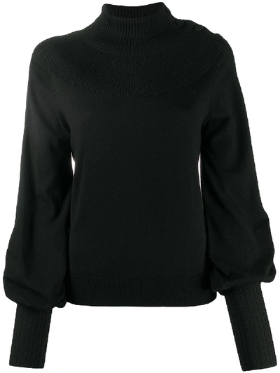 Shop Chloé Knitted Wool Jumper In Black