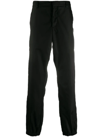 Shop Prada Straight-leg Gathered Ankle Trousers In Black