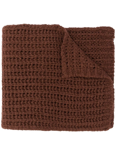 Shop Rick Owens Chunky Knit Scarf In Brown