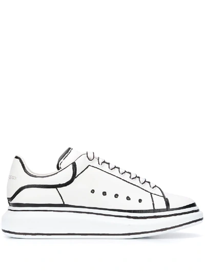 Shop Alexander Mcqueen Oversized Contrasting Trim Sneakers In White