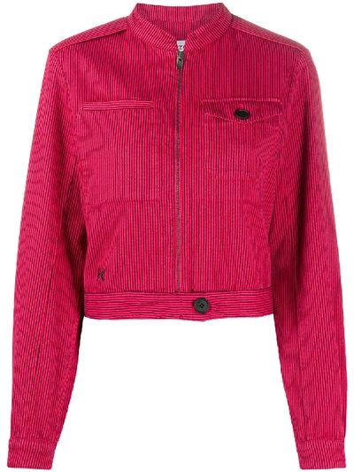 Shop Kenzo Cropped Denim Jacket In Pink