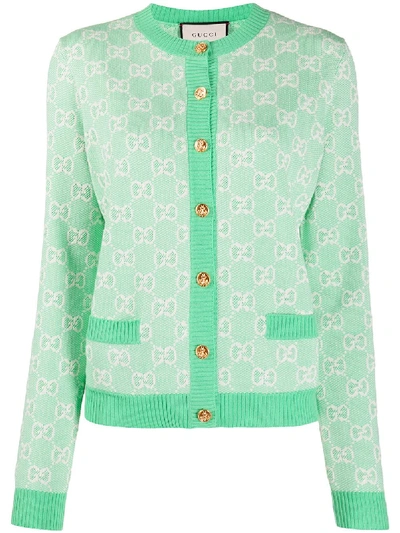 Shop Gucci Gg Piquet Cardigan In Green