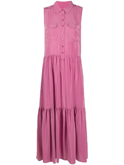 Shop Equipment Sleeveless Silk Shirt Dress In Pink