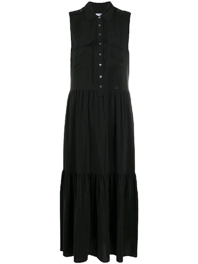Shop Equipment Sleeveless Silk Shirt Dress In Black