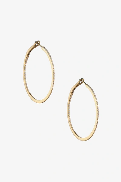 Shop Anine Bing 14k Gold Diamond Hoop Earrings