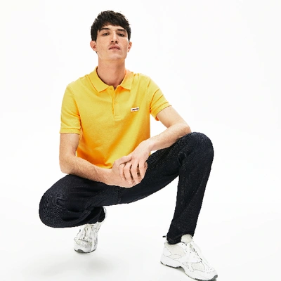 Shop Lacoste Men's Slim Fit Multicolor Badge Polo - Xxl - 7 In Yellow