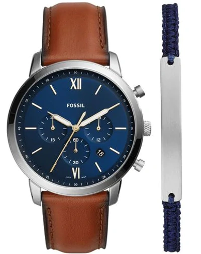Shop Fossil Neutra Chrono Man Wrist Watch Blue Size - Stainless Steel, Soft Leather