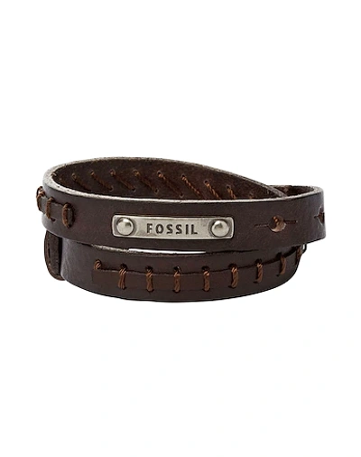 Shop Fossil Vintage Casual Man Bracelet Dark Brown Size - Soft Leather