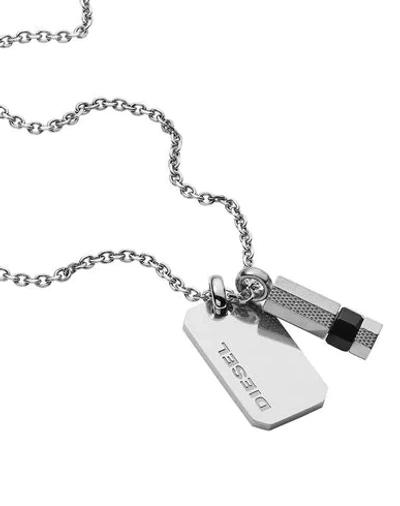 Shop Diesel Man Necklace Silver Size - Stainless Steel