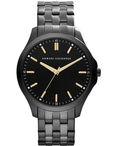 Shop Armani Exchange Man Wrist Watch Black Size - Stainless Steel
