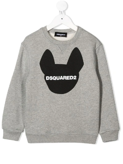 Shop Dsquared2 Bulldog Silhouette Sweatshirt In Grey