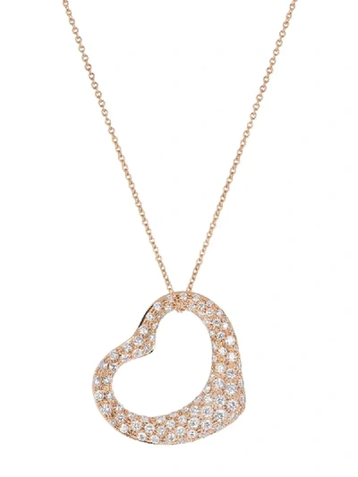 Pre-owned Tiffany & Co 18kt Rose Gold Diamond Elsa Peretti Heart Necklace