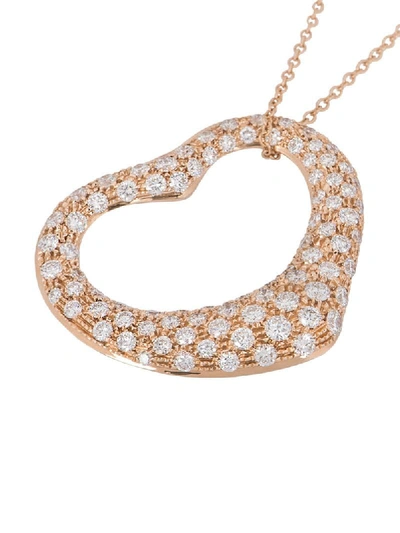 Pre-owned Tiffany & Co 18kt Rose Gold Diamond Elsa Peretti Heart Necklace