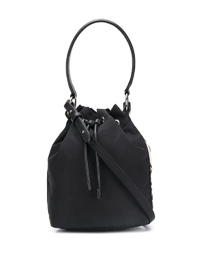 Shop Stella Mccartney Logo-stripe Bucket Bag In Black