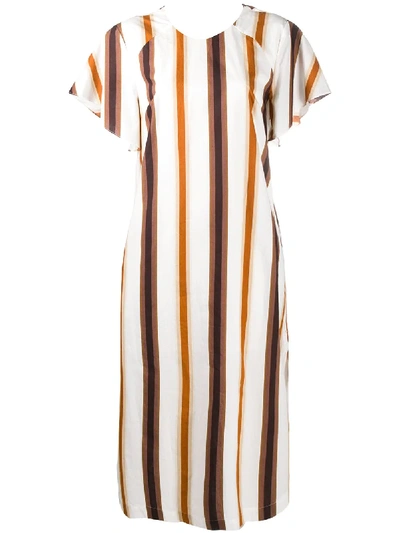 Shop Baum Und Pferdgarten Striped Short-sleeve Dress In Neutrals