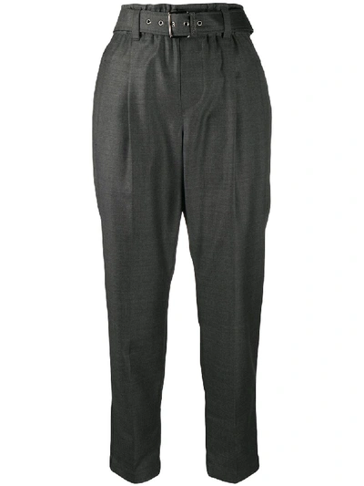 Shop Brunello Cucinelli Cropped High-waist Trousers In Grey