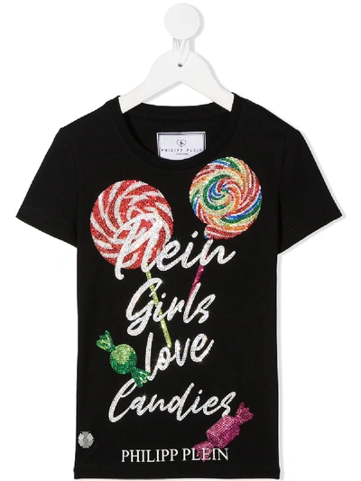Shop Philipp Plein Junior Lollipop-print T-shirt In Black
