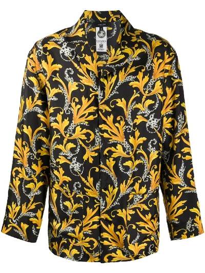Shop Versace Baroque Print Pyjama Shirt In Black