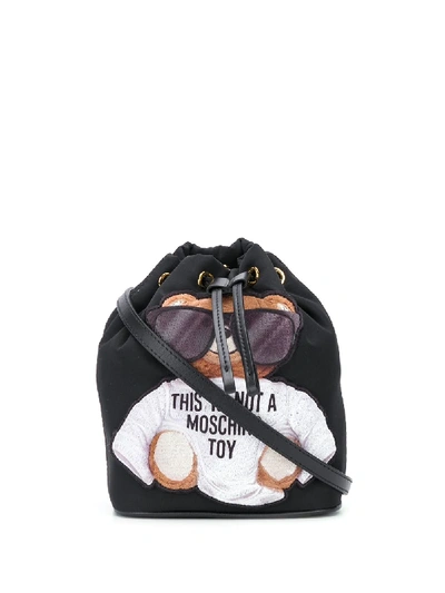 Shop Moschino Teddy Bear Bucket Bag In Black