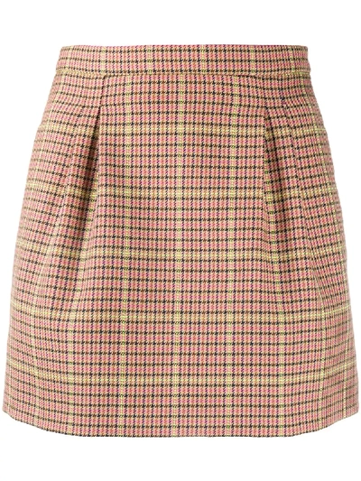 Shop Red Valentino Houndstooth-check Mini-skirt In Neutrals