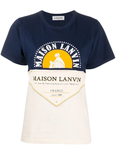 Shop Lanvin Colour Block Printed T-shirt In Blue