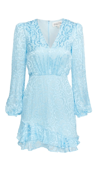 Shop Saloni Alya Short Dress In Ice Blue