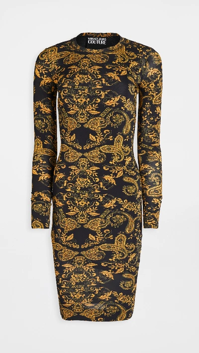 Shop Versace Jeans Couture Paisley Print Dress In Nero